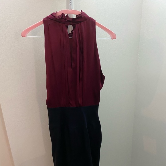 BCBG MaxAzria High Neck Dress Maroon & Navy - Picture 4 of 5